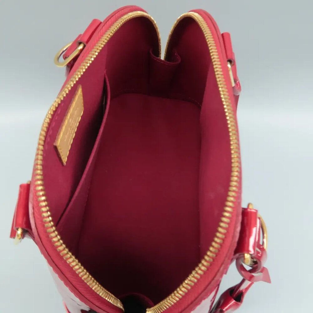 100% Authentic Louis Vuitton Alma BB Red Monogram Patent Leather Satchel - Picture 9 of 12
